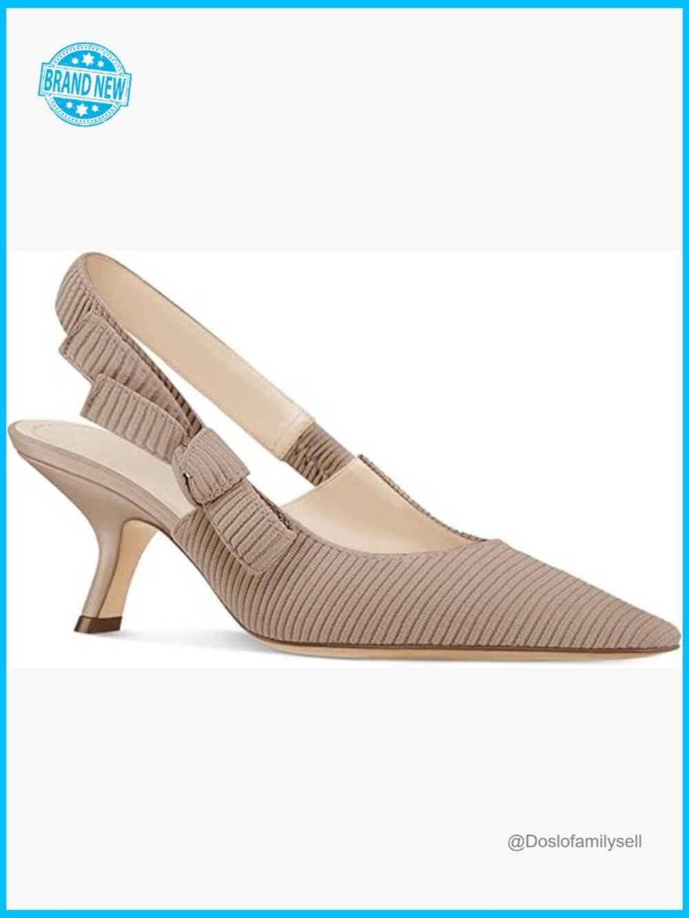 Slingback Kitten Heels Closed Pointed Toe Bowknot Knitted Work Pumps Shoes